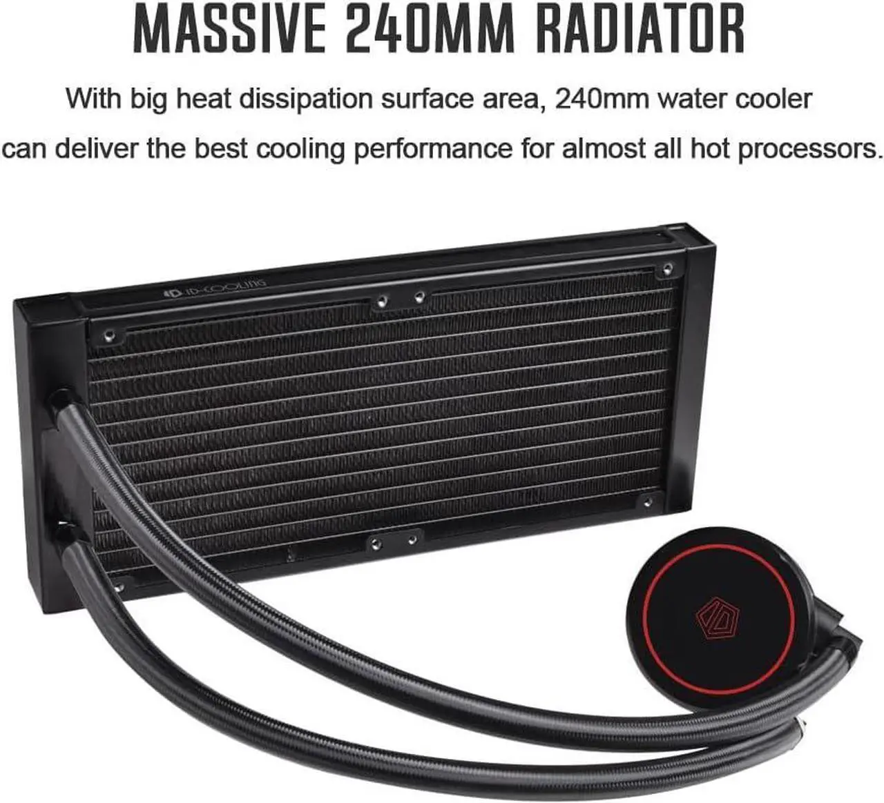 Alt view image 3 of 7 - ID-COOLING AURAFLOW X 240 CPU Water Cooler RGB CPU Liquid Cooler 240mm AIO Cooler MB Sync 12V 4PIN Connector 2X120mm RGB Fan, Intel 1700/115X/1200/2066, AMD AM4/AM5