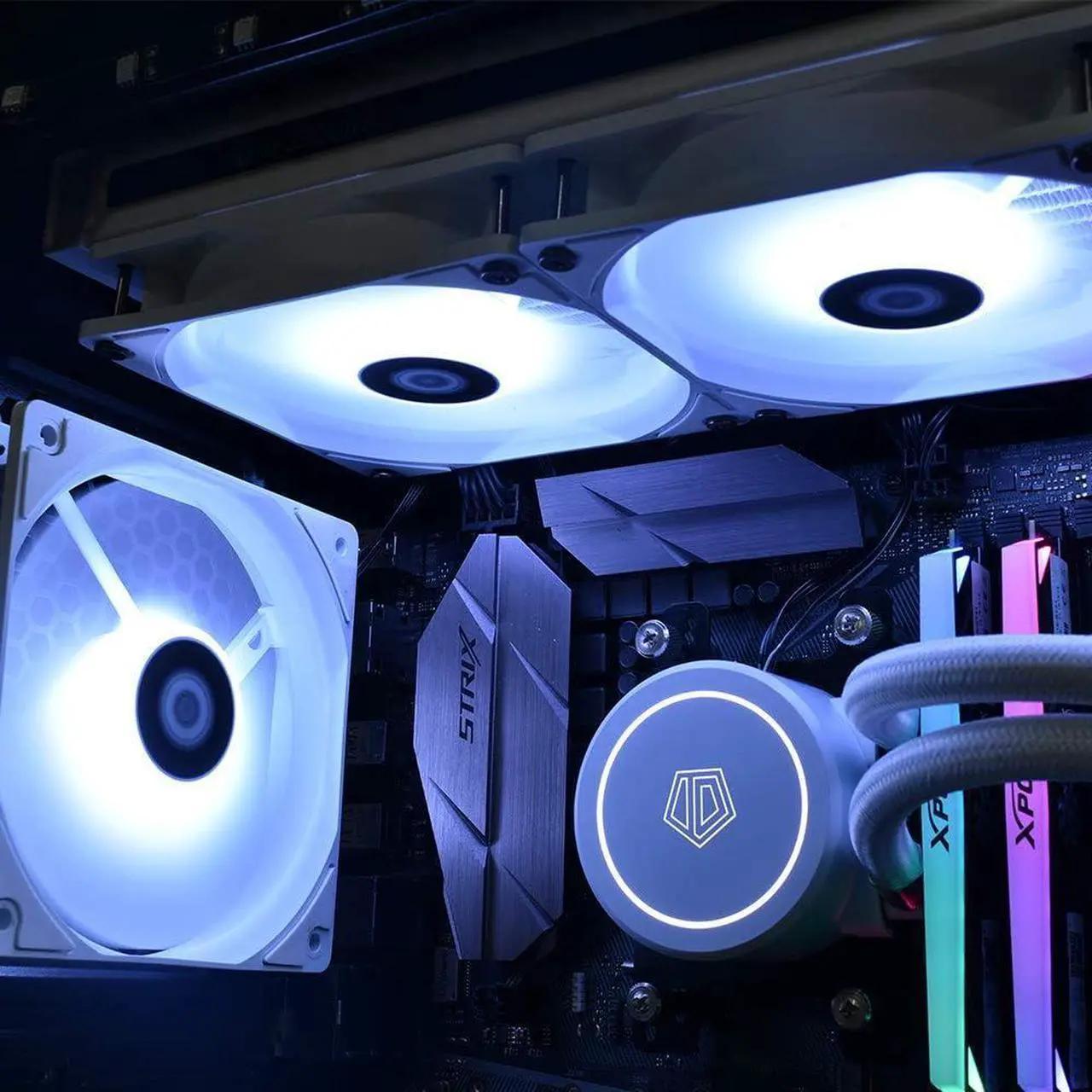 Alt view image 2 of 7 - ID-COOLING AURAFLOW X 240 CPU Water Cooler RGB CPU Liquid Cooler 240mm AIO Cooler MB Sync 12V 4PIN Connector 2X120mm RGB Fan, Intel 1700/115X/1200/2066, AMD AM4/AM5 White