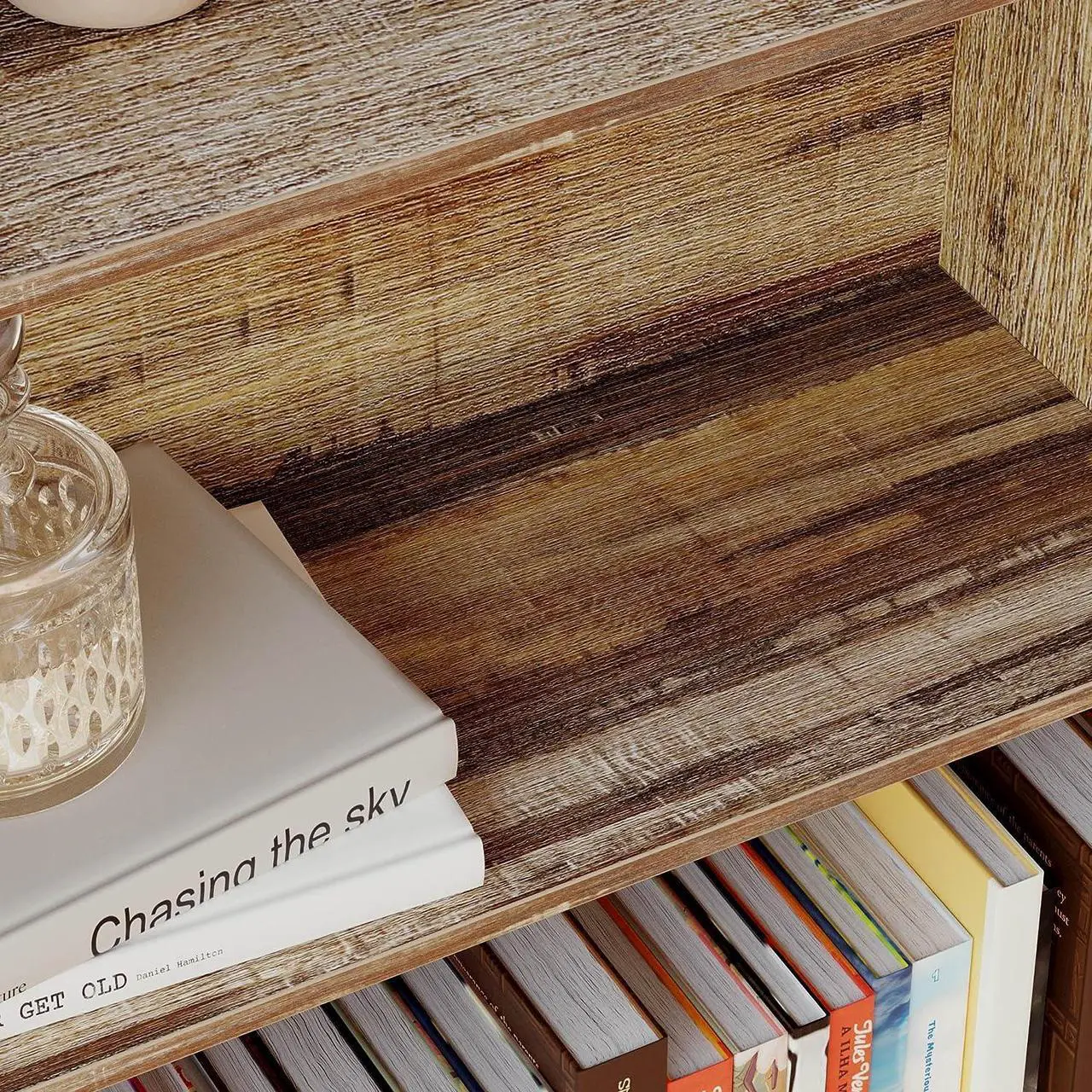 Alt view image 7 of 7 - Industrial Bookshelves and Bookcases with Doors Floor Standing 6 Shelf Display Storage Shelves 70 in Tall Bookcase Home Decor Furniture for Home Office, Living Room