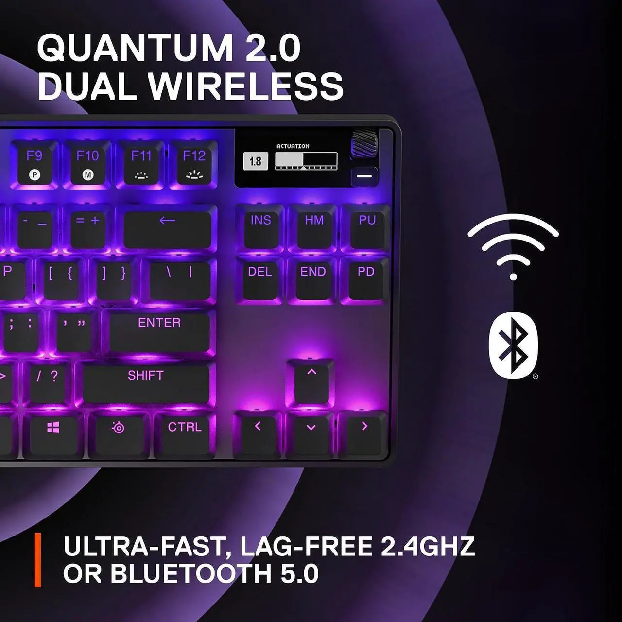 Alt view image 6 of 7 - SteelSeries Apex Pro TKL Wireless HyperMagnetic Gaming Keyboard  Esports Tenkeyless  OLED Screen  Adjustable Actuation  PBT Keycaps  Bluetooth  2.4GHz  USB-C