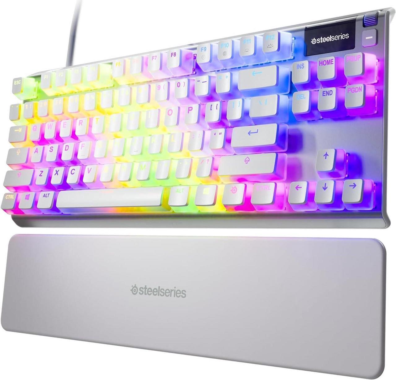 Main image of SteelSeries Apex 7 TKL Compact Mechanical Gaming Keyboard  OLED Smart Display  USB Passthrough and Media Controls  Linear and Quiet  RGB Backlit (Red Switch) - Ghost