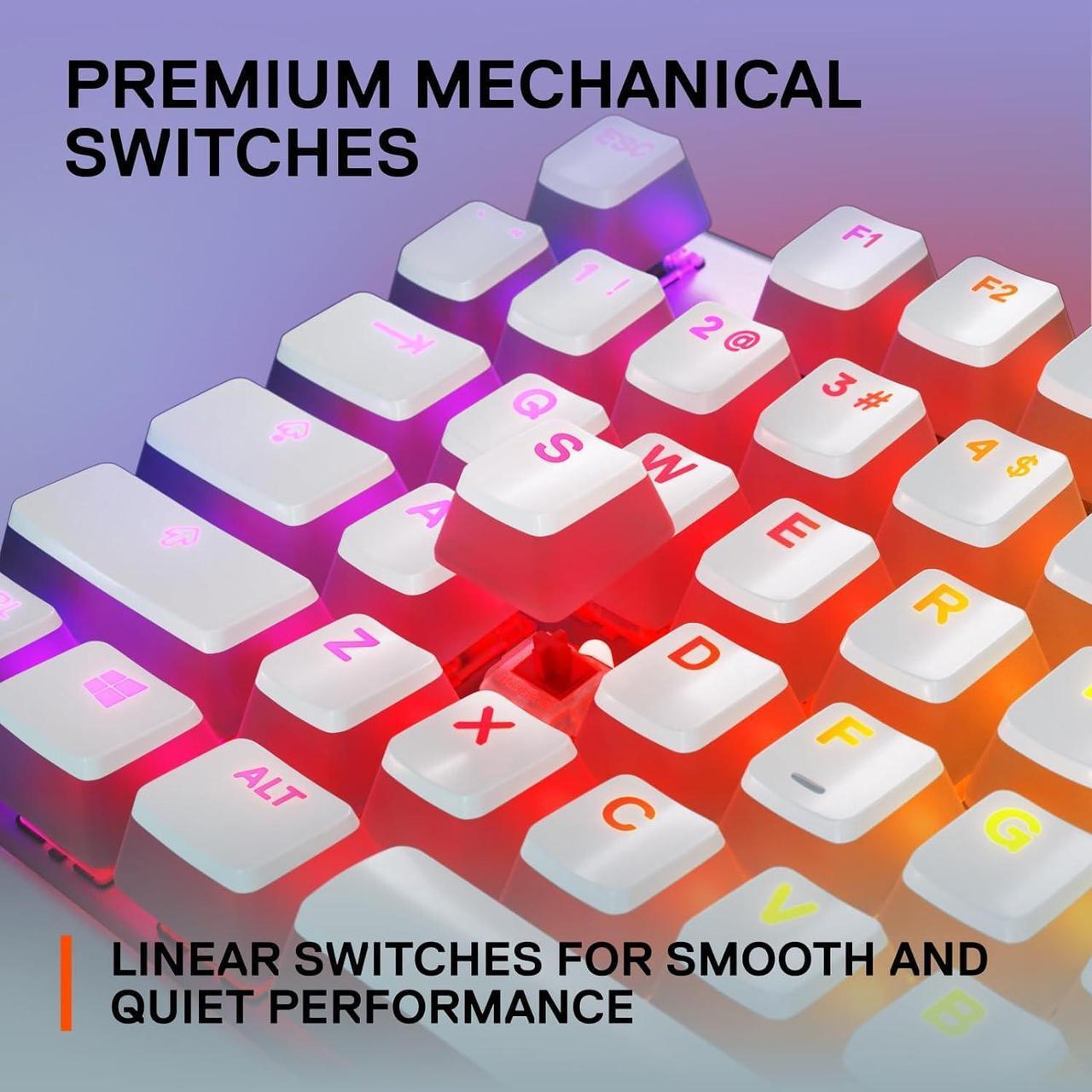 Alt view image 4 of 7 - SteelSeries Apex 7 TKL Compact Mechanical Gaming Keyboard  OLED Smart Display  USB Passthrough and Media Controls  Linear and Quiet  RGB Backlit (Red Switch) - Ghost