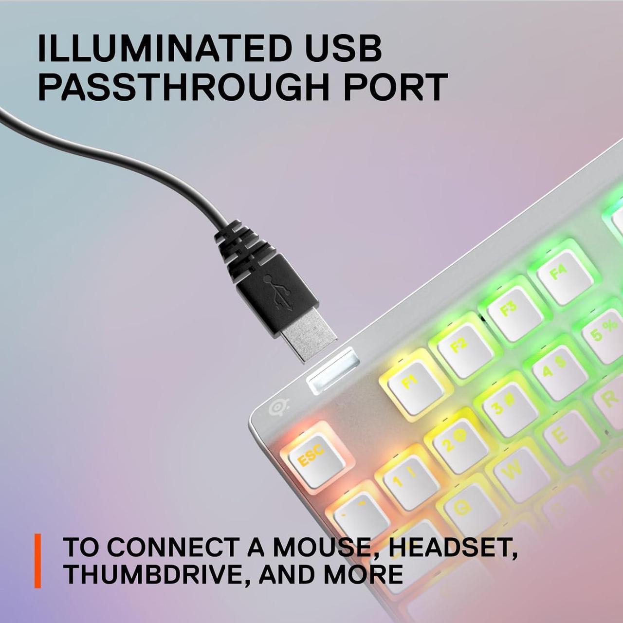 Alt view image 7 of 7 - SteelSeries Apex 7 TKL Compact Mechanical Gaming Keyboard  OLED Smart Display  USB Passthrough and Media Controls  Linear and Quiet  RGB Backlit (Red Switch) - Ghost