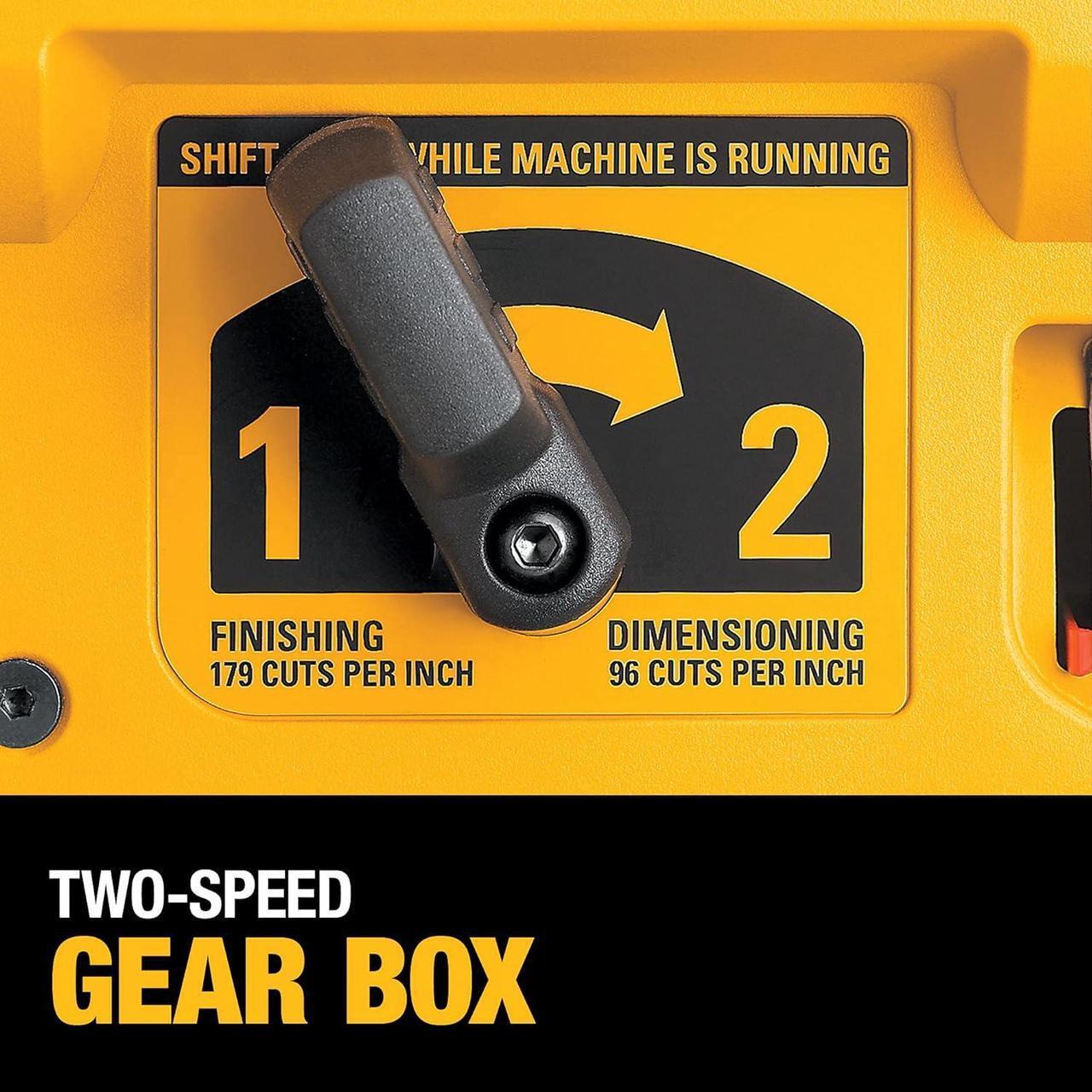 Alt view image 6 of 7 - DEWALT Thickness Planer, Two Speed, 13-inch, 15 Amp, 20,000 RPM Motor w/Feed Tables & Extra Blades