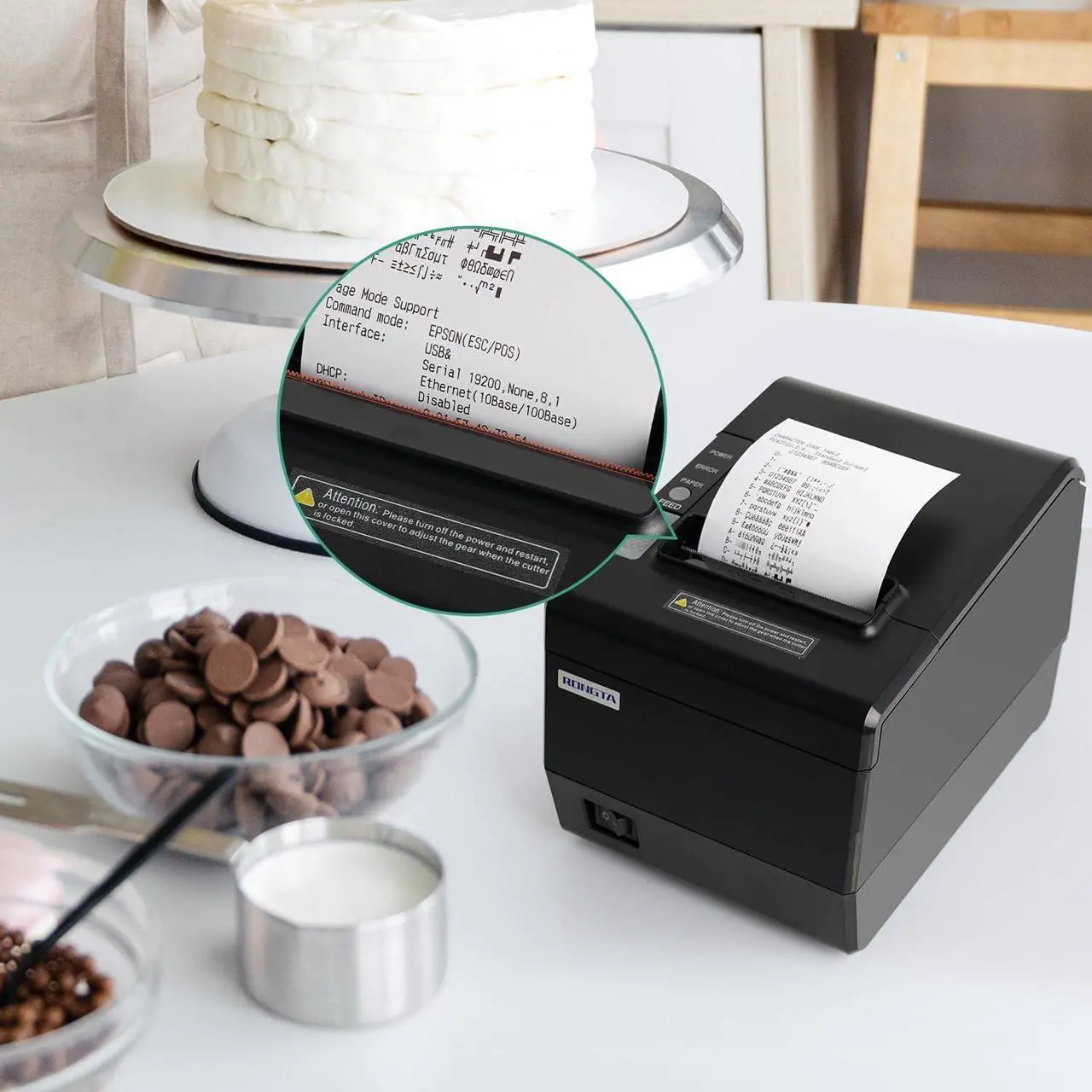 Alt view image 6 of 6 - Kitchen Restaurant POS Printer, 80mm Thermal Receipts Printer with Auto Cutter, USB Serial Ethernet for ESC/POS, Support Windows/Mac Cash Drawer, No Bluetooth, No Square