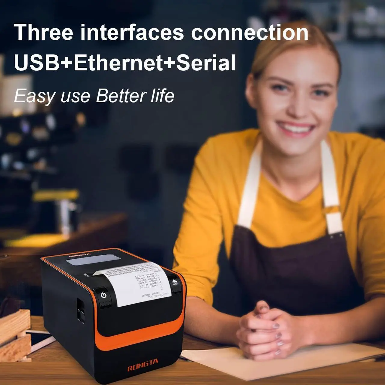 Alt view image 5 of 7 - POS Printer, 80mm Direct Thermal Receipt Printer with Auto Cutter, USB Serial Ethernet Interface, Support Windows/Mac/Linux Cash Drawer, Restaurant Kitchen Printer for ESC/POS