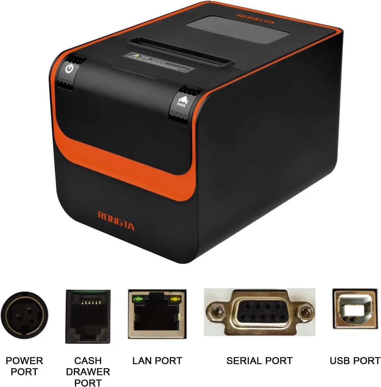 Alt view image 3 of 7 - POS Printer, 80mm Direct Thermal Receipt Printer with Auto Cutter, USB Serial Ethernet Interface, Support Windows/Mac/Linux Cash Drawer, Restaurant Kitchen Printer for ESC/POS