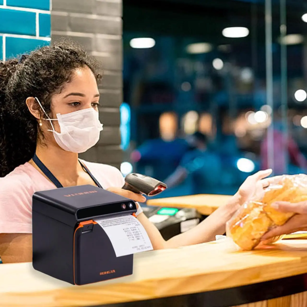 Alt view image 3 of 5 - Pos Printer 80mm, Thermal Receipt Printer, Kitchen Printer with Auto Cutter ESC/POS Command,Cash Register Printer Support Windows/Mac/Linux (USB+Ethernet)