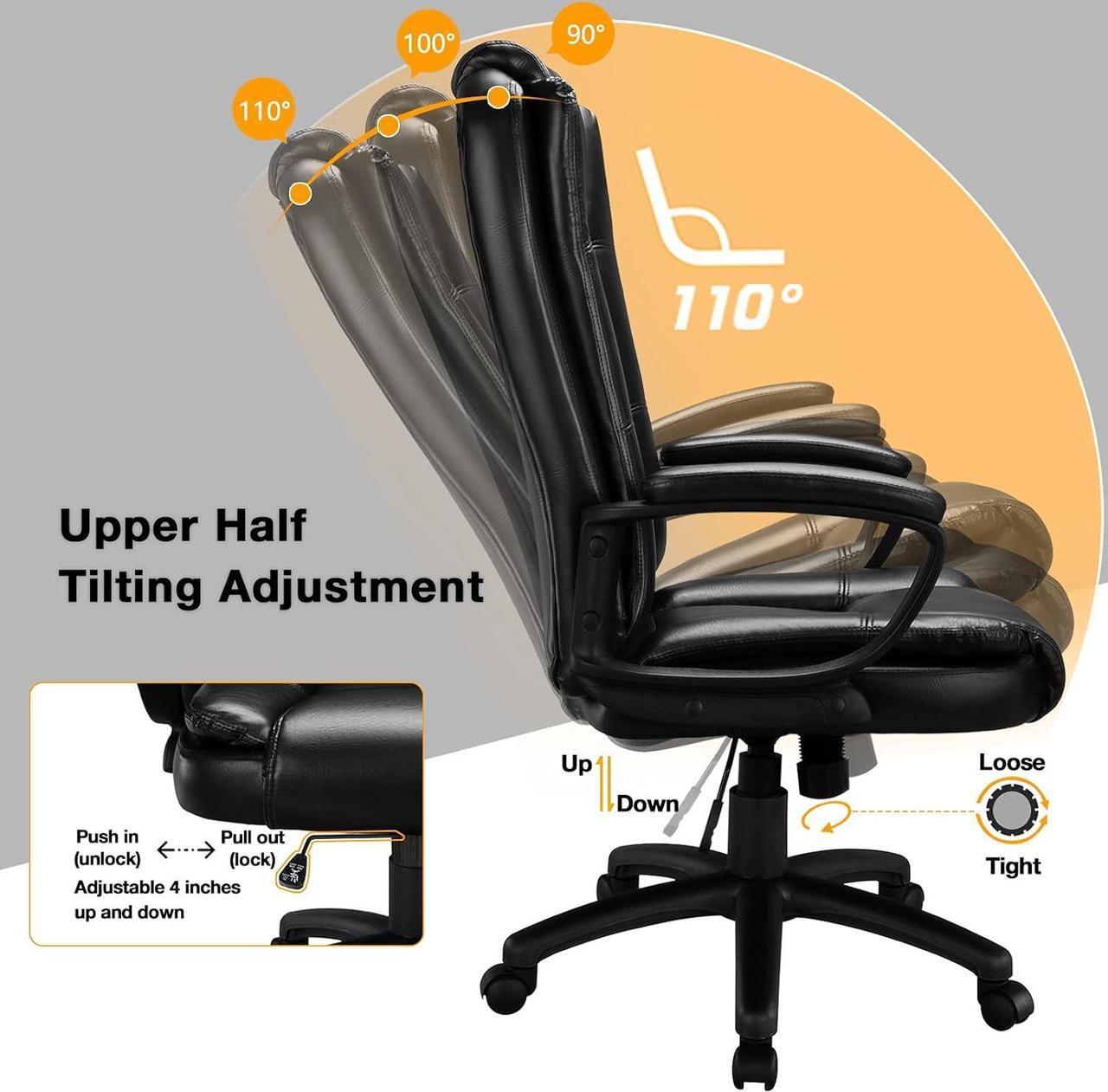 Alt view image 5 of 7 - Office Chair Computer Desk Chair Gaming - Ergonomic High Back Cushion Lumbar Support with Wheels Comfortable Black Leather Racing Seat Adjustable Swivel Rolling Home Executive (Black)