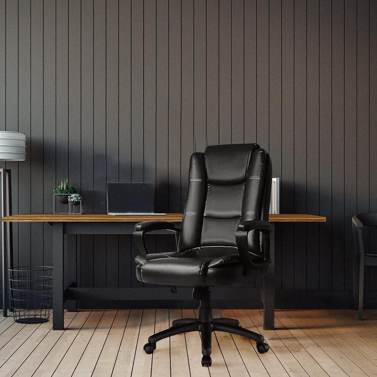 Alt view image 6 of 7 - Office Chair Computer Desk Chair Gaming - Ergonomic High Back Cushion Lumbar Support with Wheels Comfortable Black Leather Racing Seat Adjustable Swivel Rolling Home Executive (Black)