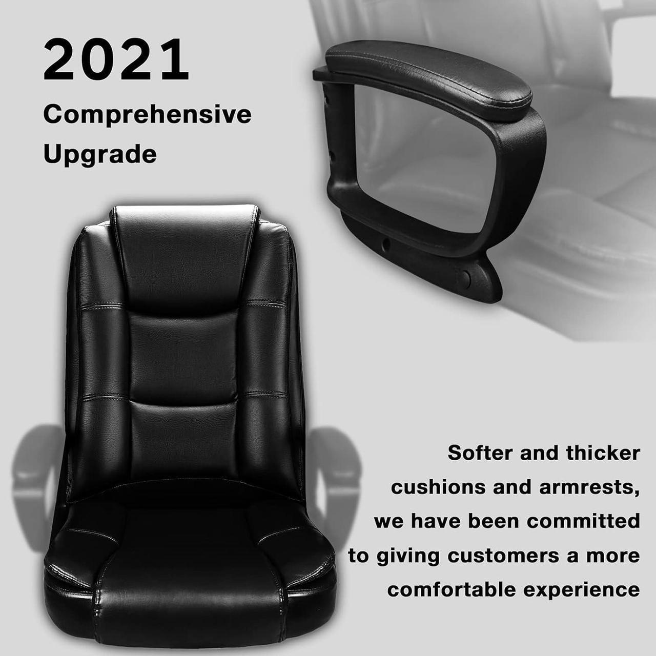 Alt view image 3 of 7 - Office Chair Computer Desk Chair Gaming - Ergonomic High Back Cushion Lumbar Support with Wheels Comfortable Black Leather Racing Seat Adjustable Swivel Rolling Home Executive (Black)