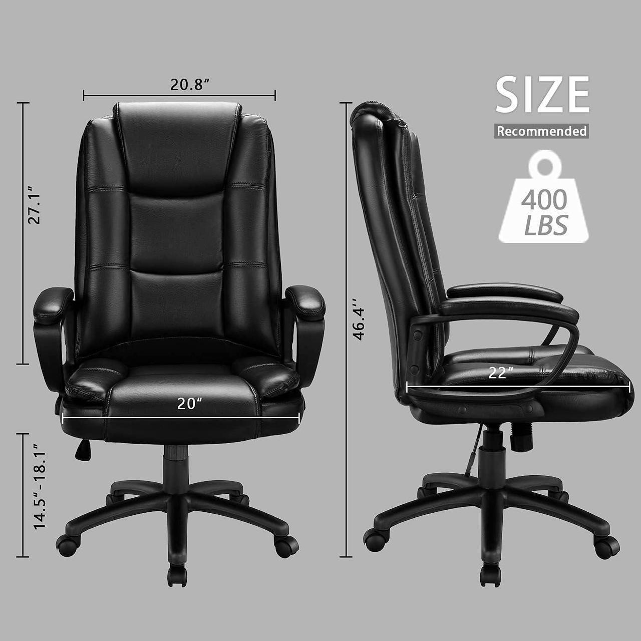 Alt view image 7 of 7 - Office Chair Computer Desk Chair Gaming - Ergonomic High Back Cushion Lumbar Support with Wheels Comfortable Black Leather Racing Seat Adjustable Swivel Rolling Home Executive (Black)