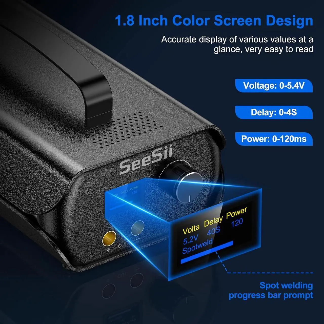 Alt view image 4 of 7 - Spot Welder, Seesii Farad Capacitor Battery Spot Welder 3000F 120 Gears Adjustable Capacitor Energy Storage Portable Spot Welder, Support 0.1-0.3mm Nickel Strip Spot Welding for Battery Pack Making
