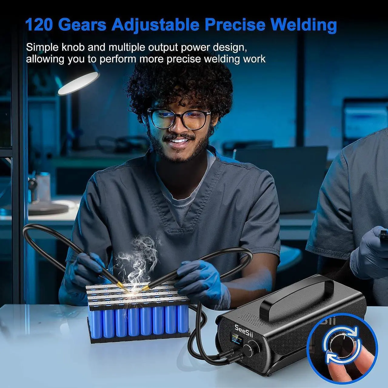 Alt view image 5 of 7 - Spot Welder, Seesii Farad Capacitor Battery Spot Welder 3000F 120 Gears Adjustable Capacitor Energy Storage Portable Spot Welder, Support 0.1-0.3mm Nickel Strip Spot Welding for Battery Pack Making