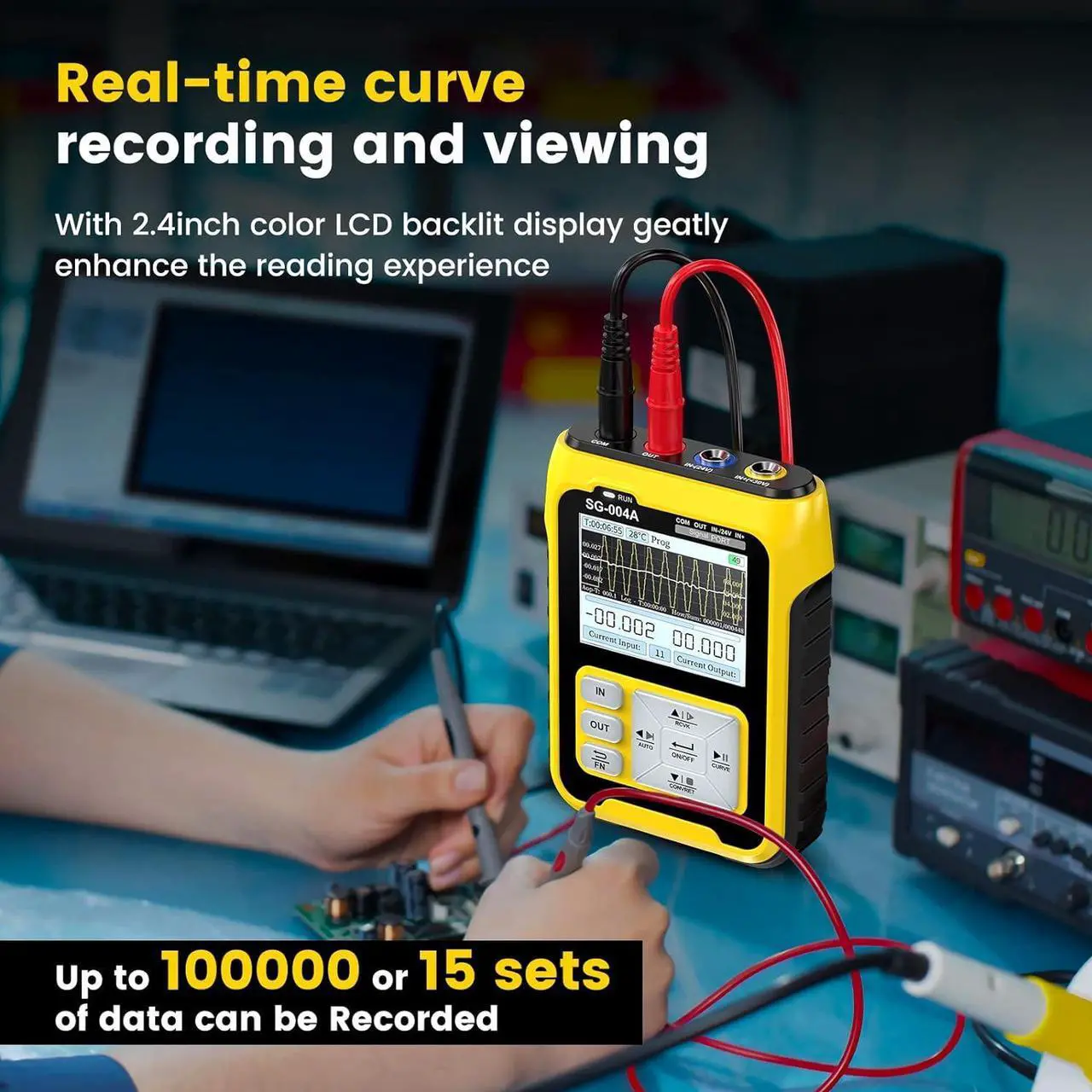 Alt view image 4 of 7 - Signal Generator, 4-20mA 0-24V Adjustable Analog Current Voltage Generator Simulator with Real-time Curve,Historical Record, Resistance Pressure Generator Calibrator