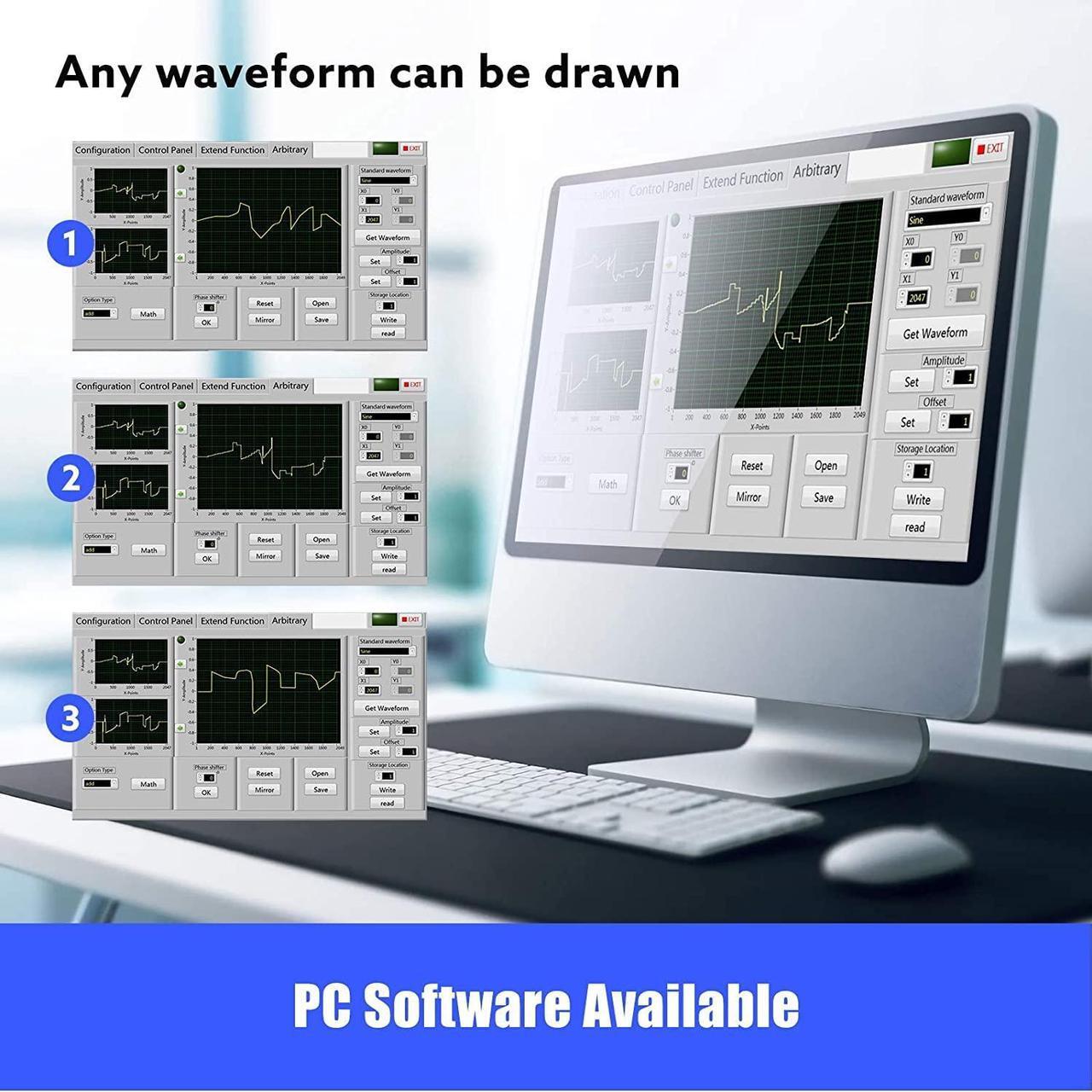 Alt view image 3 of 6 - Professional Upgraded 15MHz DDS Signal Generator Counter, 2.4Inch LCD Display High Precision 200MSa/s Dual-Channel Arbitray Waveform FG-615 Function Generator Frequency Meter