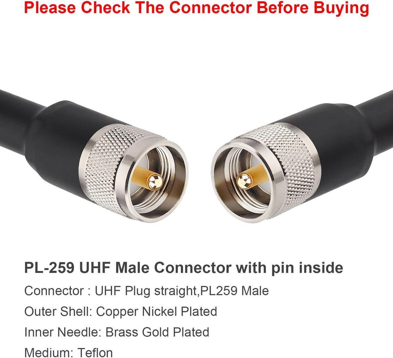 Alt view image 2 of 5 - CB Coax Cable 50ft, KMR 400 UHF Coaxial Cable PL-259 UHF Male Coax Jumper Low Loss 50 ohm Cable for AIS Antenna, VHF Marine Antenna, HAM & CB Radio, Antenna Analyzer, Dummy Load, SWR Meter