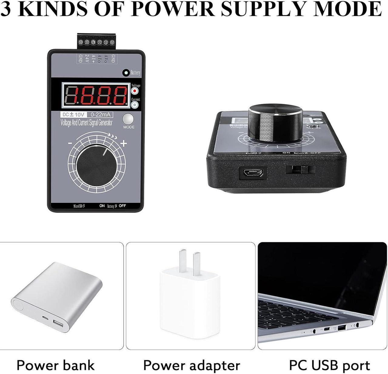 Alt view image 4 of 7 - DC 0-10V 0/4-20mA Current Voltage Signal Generator, Built-in Battery Power Supply Interface Analog Simulator, Adjustable 4-Digit Display, for PLC, Panel Debugging, Device Testing
