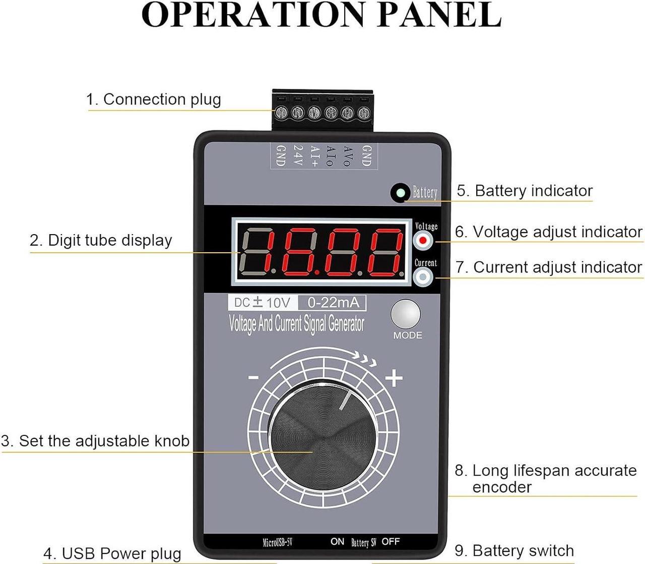 Alt view image 5 of 7 - DC 0-10V 0/4-20mA Current Voltage Signal Generator, Built-in Battery Power Supply Interface Analog Simulator, Adjustable 4-Digit Display, for PLC, Panel Debugging, Device Testing