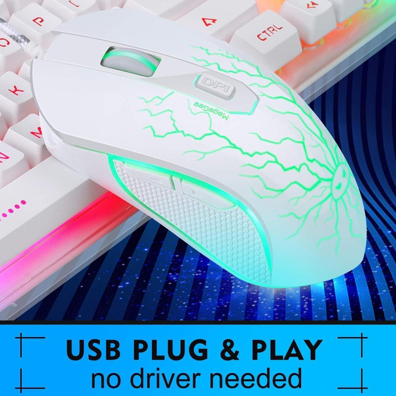 Alt view image 2 of 5 - Gaming Keyboard and Mouse Combo, K1 RGB LED Backlit Keyboard with 104 Keys Computer PC Gaming Keyboard for PC/Laptop (White)