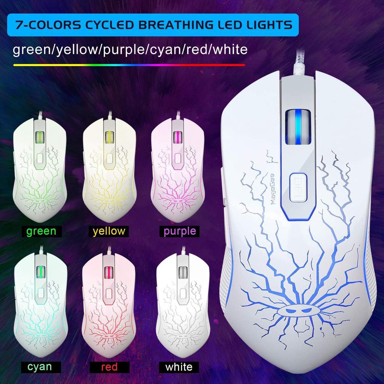 Alt view image 5 of 5 - Gaming Keyboard and Mouse Combo, K1 RGB LED Backlit Keyboard with 104 Keys Computer PC Gaming Keyboard for PC/Laptop (White)