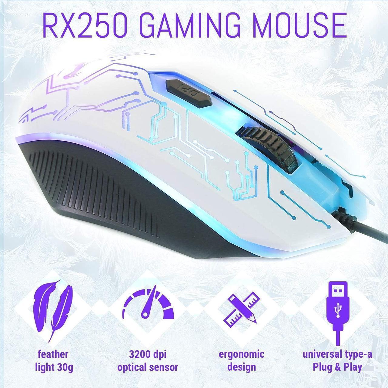 Alt view image 2 of 7 - Gaming Keyboard and Mouse and Gaming Headset & Mouse Pad, Wired LED RGB Backlight Bundle for PC Gamers Users - 4 in 1 - White