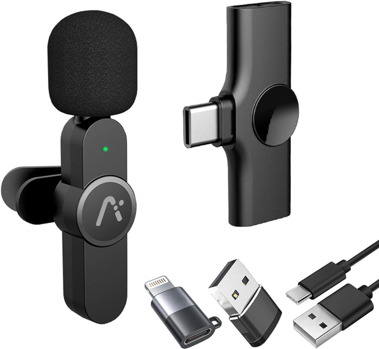 Main image of Wireless Clip Mic, Wireless Lavalier Microphones, Lapel Clip-on Microphone, for iPhone 15, Smartphone, Laptop, Video Recording, Tiktok, Facebook Live, YouTube Live Stream