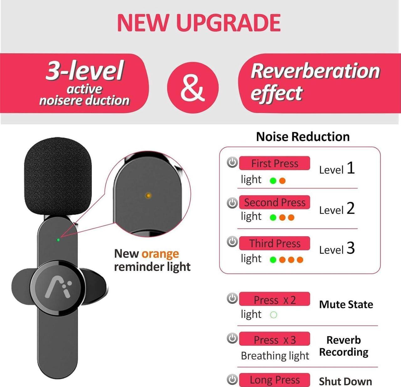 Alt view image 7 of 7 - Wireless Clip Mic, Wireless Lavalier Microphones, Lapel Clip-on Microphone, for iPhone 15, Smartphone, Laptop, Video Recording, Tiktok, Facebook Live, YouTube Live Stream