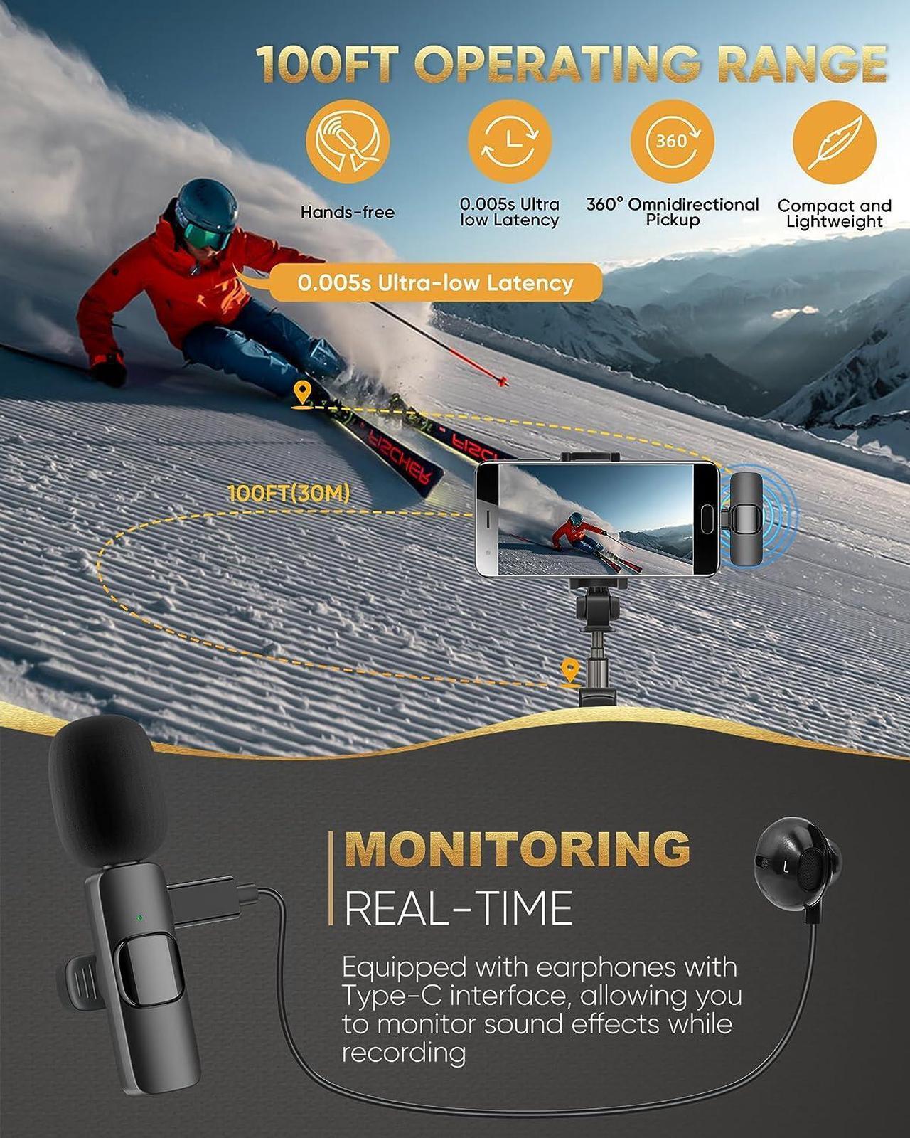 Alt view image 2 of 7 - Wireless Lavalier Microphone Compatible with iPhone/iPad/Android Phone/Laptop, IUMAKEVP Plug-Play Lapel Clip-On Mic with Noise Reduction for Video Recording/Live Steam/Interview/TikTok/YouTube(2 Mics)