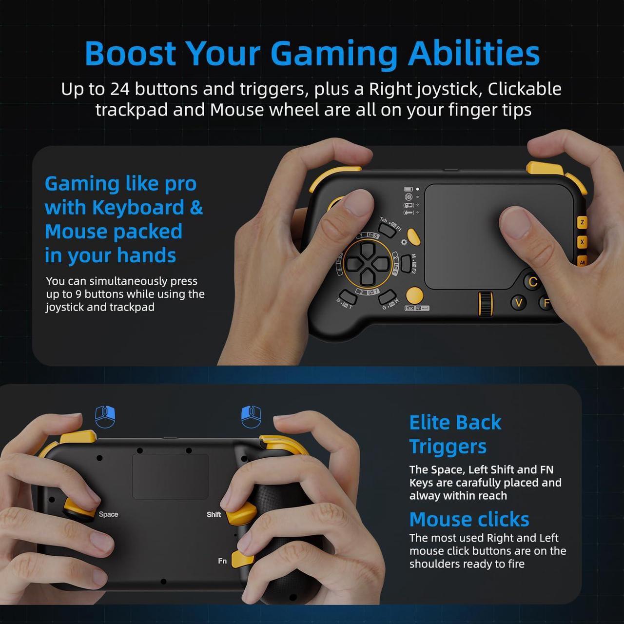 Alt view image 6 of 7 - 2.4G Wireless Gaming Touchpad with Gyro, Keyboard and Mouse with Trackpad Function Game Controller Gamepad Shape for Xbox Series X|S, Xbox One, PS5, PS4, Steam, PC Windows 11 10