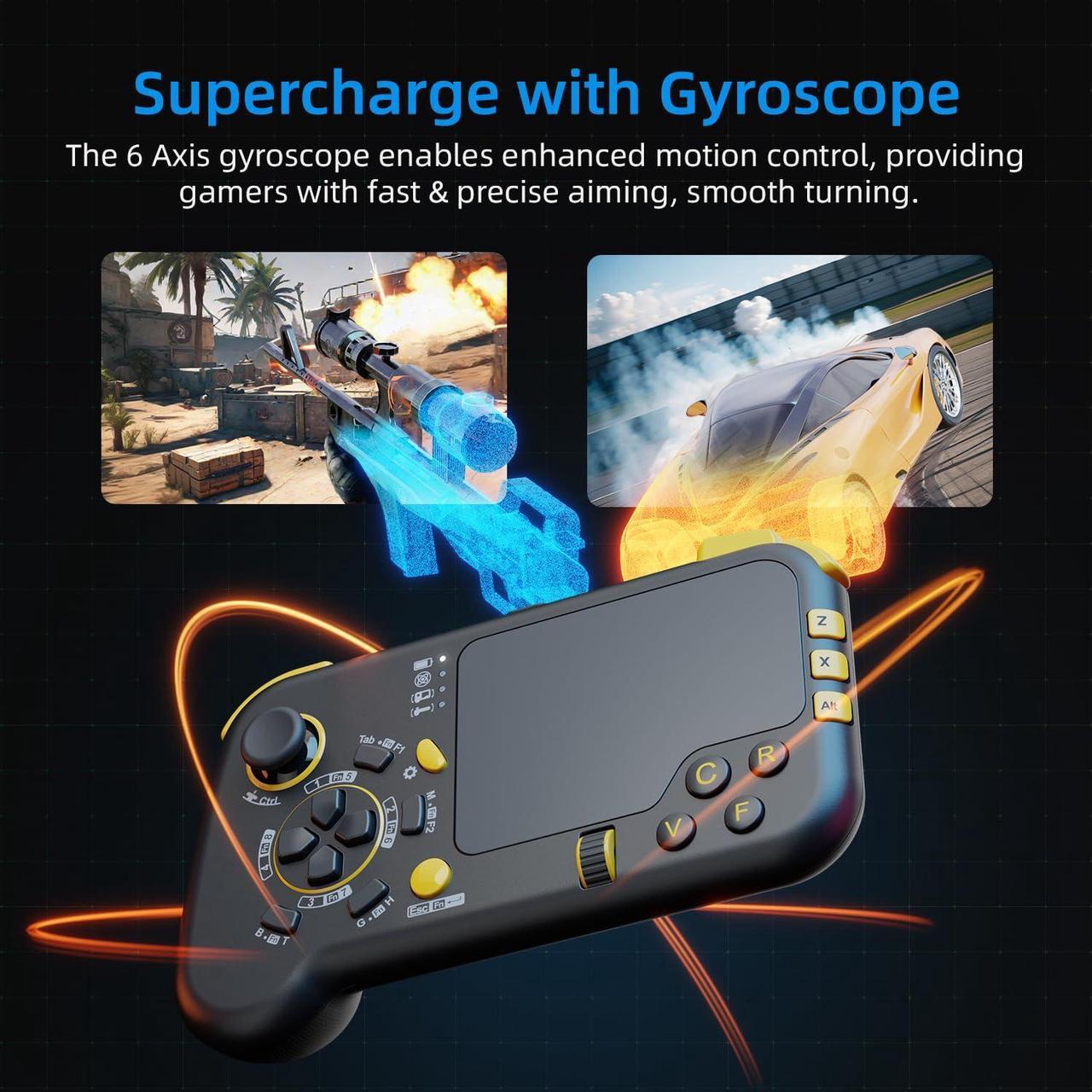 Alt view image 4 of 7 - 2.4G Wireless Gaming Touchpad with Gyro, Keyboard and Mouse with Trackpad Function Game Controller Gamepad Shape for Xbox Series X|S, Xbox One, PS5, PS4, Steam, PC Windows 11 10