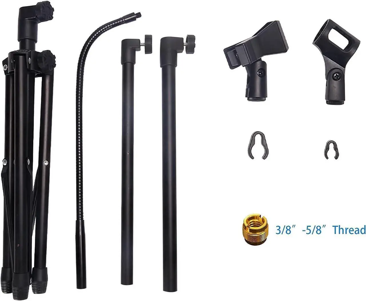 Alt view image 7 of 7 - Mic Stand Boom Microphone Stands Tripod Gooseneck mic arm stand Height Adjustable 3'- 6' with Mic Clips and 3/8" - 5/8" Adapter Microphone stand for Singing
