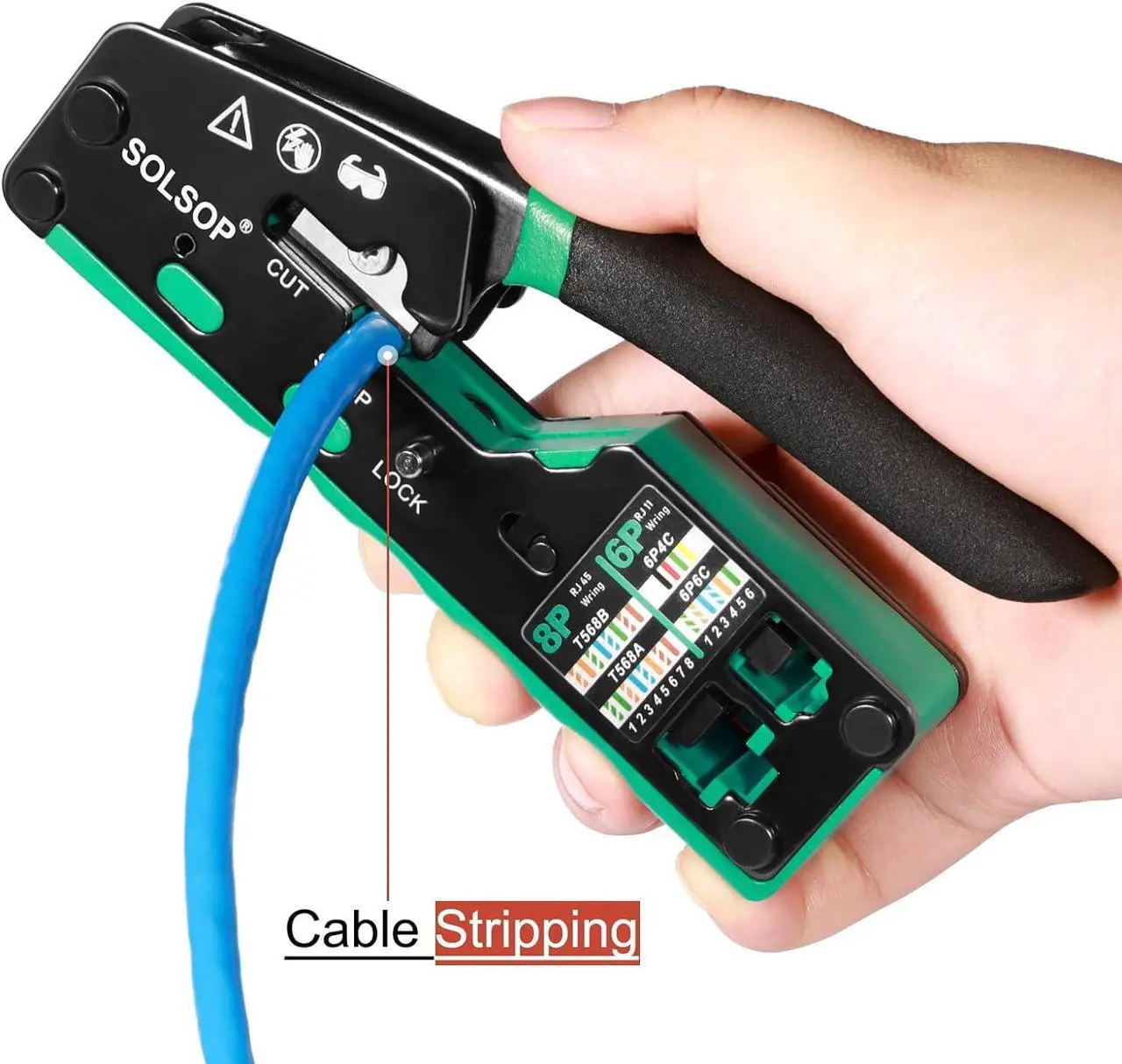 Alt view image 4 of 7 - RJ45 Crimp Tool Kit Pass Through Cat6 Crimping Tool For Cat5 Cat5e Cat6 8P8C Connector, All-in-one Ethernet Crimper and Lan Tester