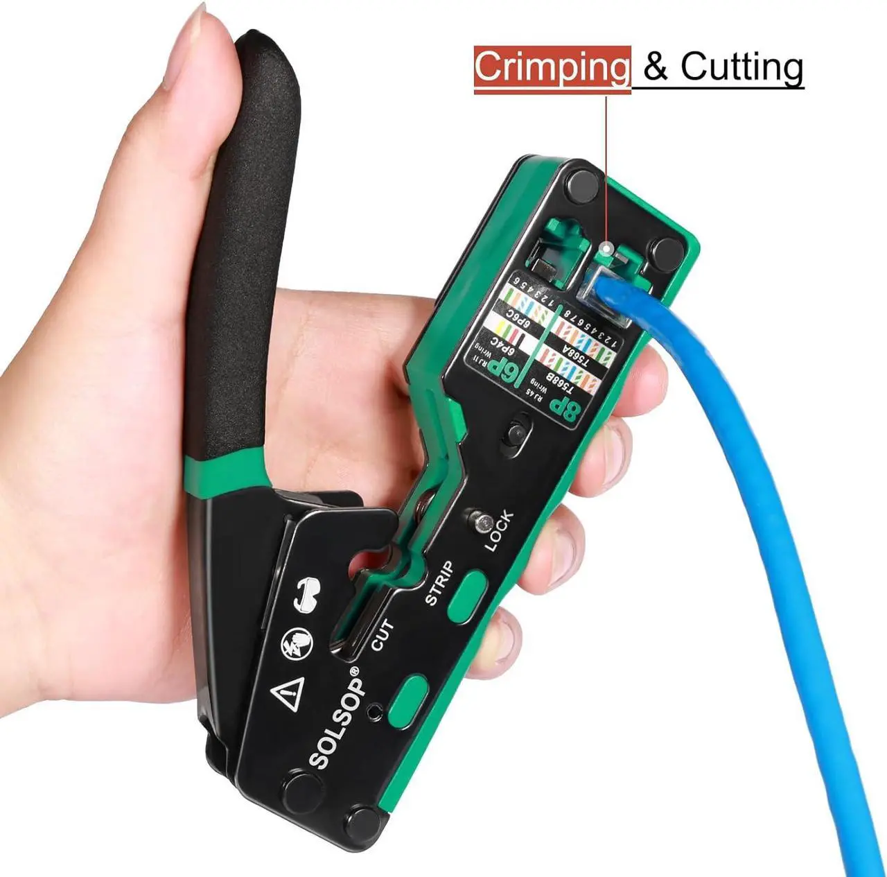 Alt view image 5 of 7 - RJ45 Crimp Tool Kit Pass Through Cat6 Crimping Tool For Cat5 Cat5e Cat6 8P8C Connector, All-in-one Ethernet Crimper and Lan Tester