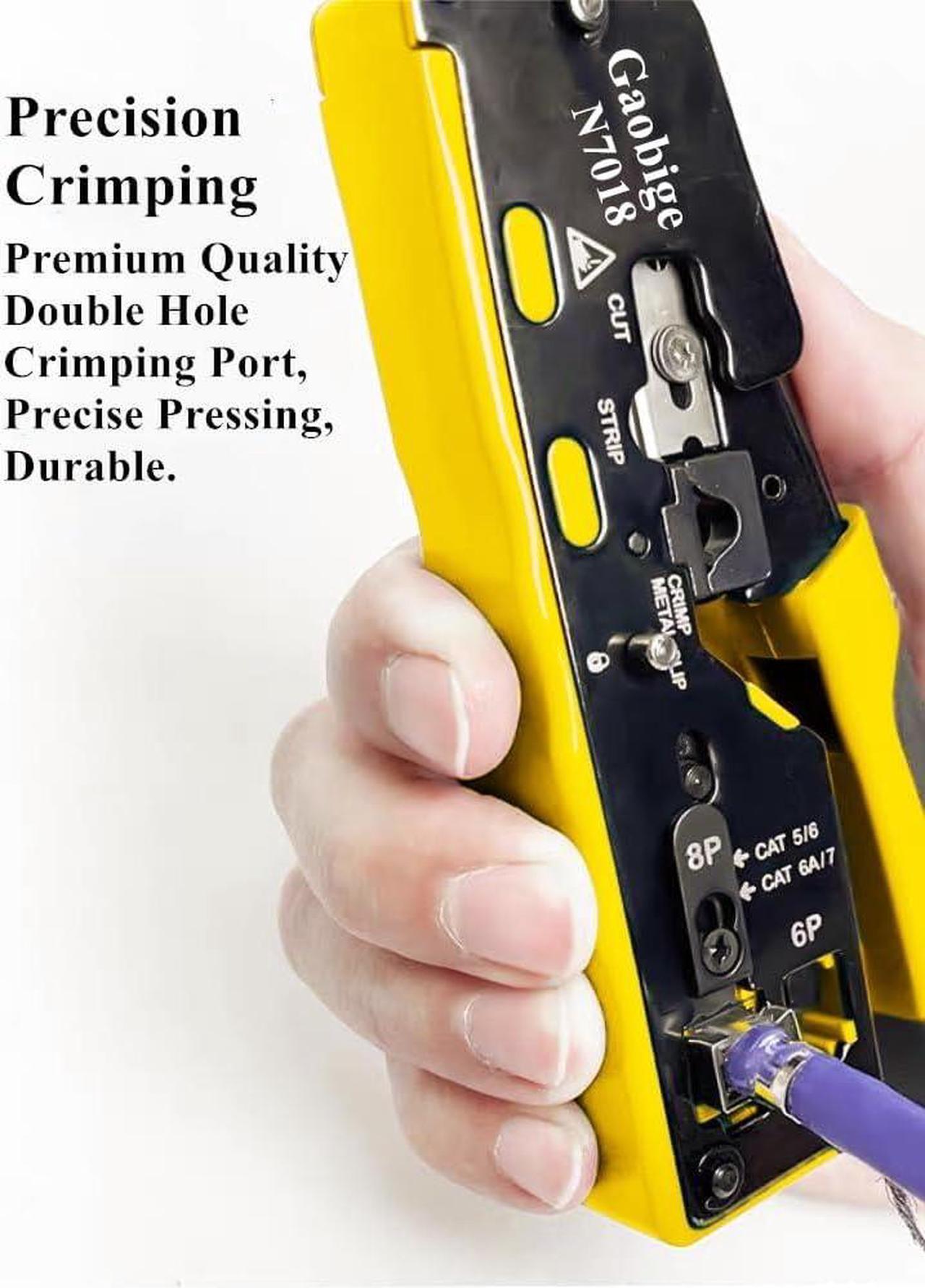 Alt view image 6 of 7 - Pass Through rj45 Crimp Tool Kit, Network Tool Kit, Cat7 Cat6A Cat6 Cat5e Cat5 rj45 Crimping Tool with 50PCS cat6 Pass Through Connectors, Network Tester, Wire Cutter