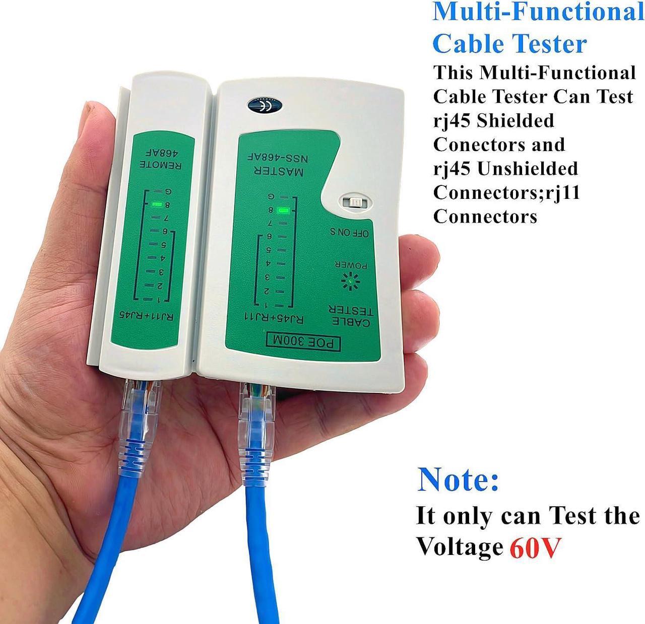 Alt view image 6 of 7 - Pass Through RJ45 Crimp Tool Kit Ethernet Crimper Cat6A Cat6 Cat5e Cat5 Crimping Tool Kit, Cat6 Crimping Tool 110 Punch Down Tool, Cable Tester, 30PCS Cat6 Pass Through Connectors