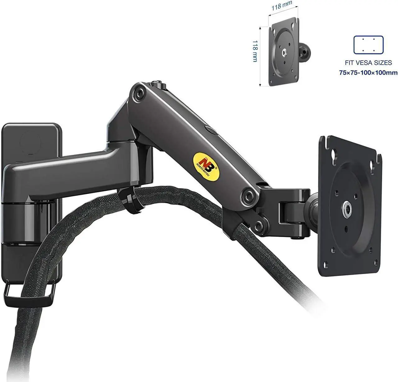 Alt view image 3 of 6 - TV Monitor Wall Mount Bracket Full Motion Articulating Swivel for 17-35" Monitors (Load Capacity from 4.4 to 22lbs) Double Extension