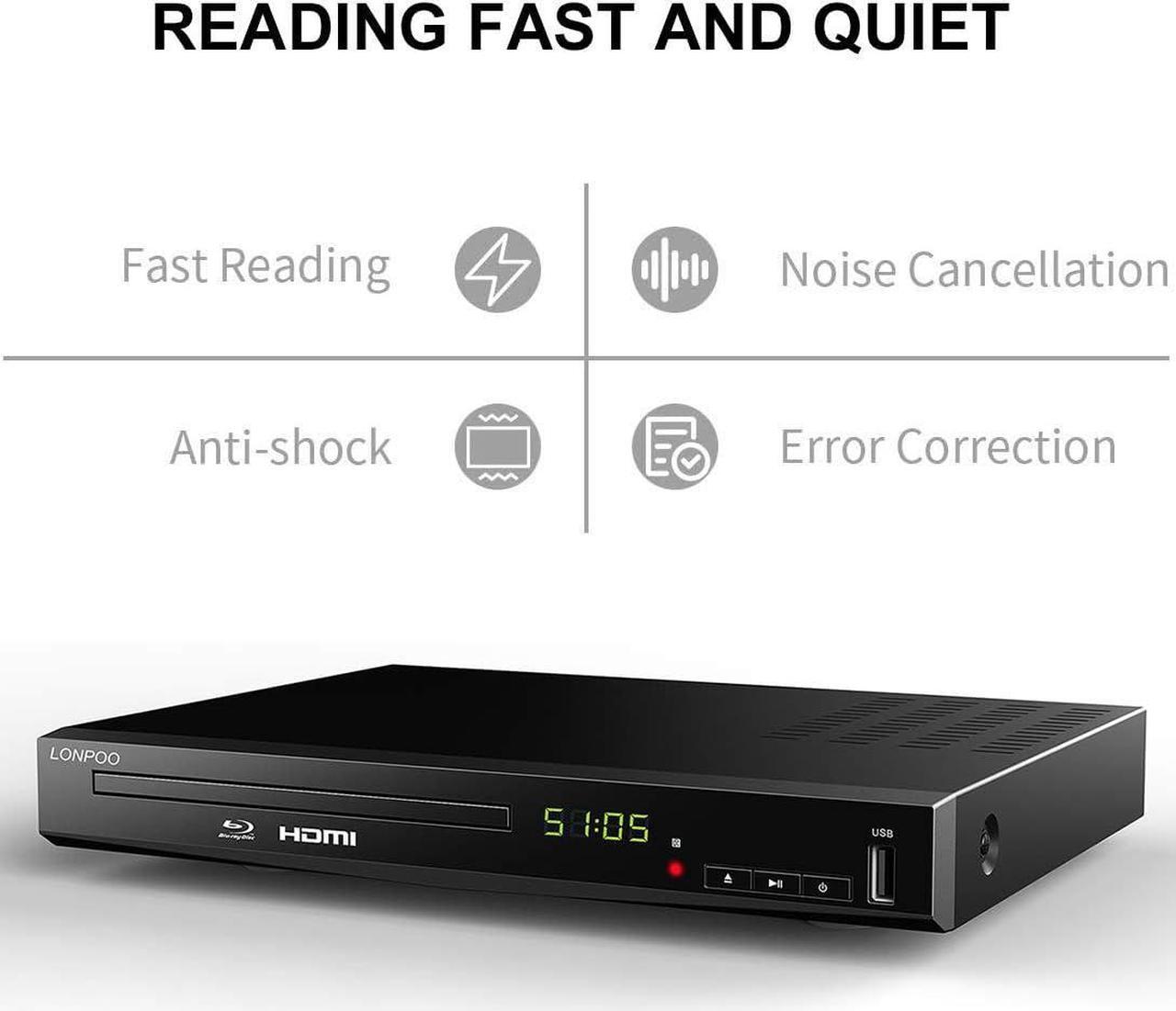 Alt view image 3 of 6 - HD Blu-Ray Disc Player for TV with HDMI and AV Cables, 1080P, Built-in PAL NTSC, Coaxial Output, USB Input