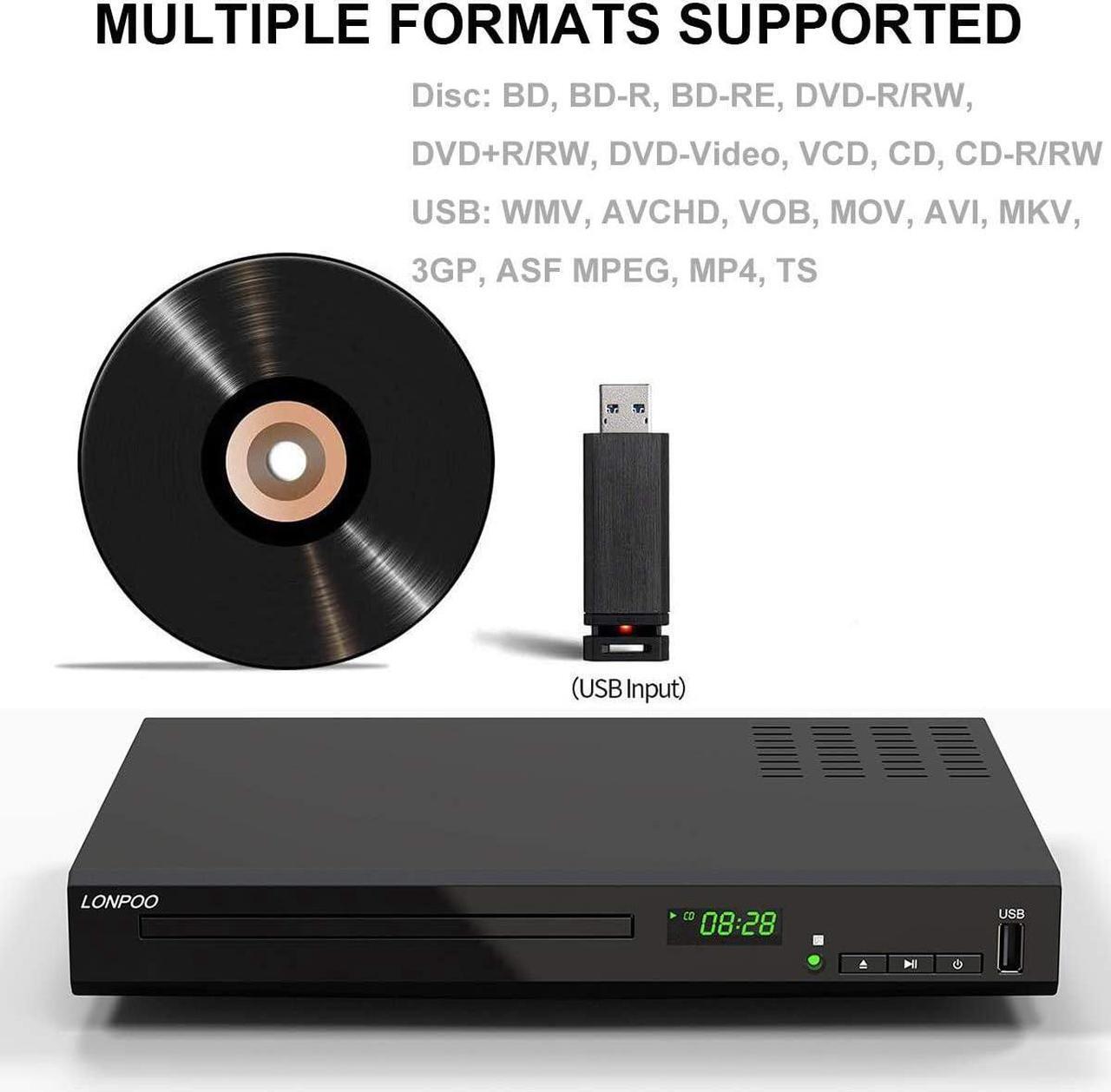 Alt view image 2 of 6 - HD Blu-Ray Disc Player for TV with HDMI and AV Cables, 1080P, Built-in PAL NTSC, Coaxial Output, USB Input