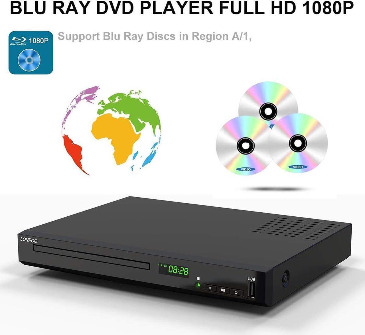 Alt view image 4 of 6 - HD Blu-Ray Disc Player for TV with HDMI and AV Cables, 1080P, Built-in PAL NTSC, Coaxial Output, USB Input