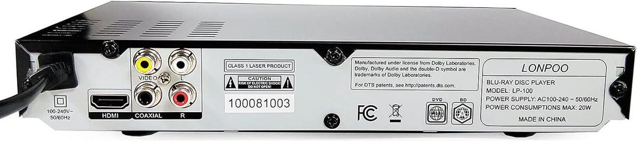 Alt view image 5 of 6 - HD Blu-Ray Disc Player for TV with HDMI and AV Cables, 1080P, Built-in PAL NTSC, Coaxial Output, USB Input