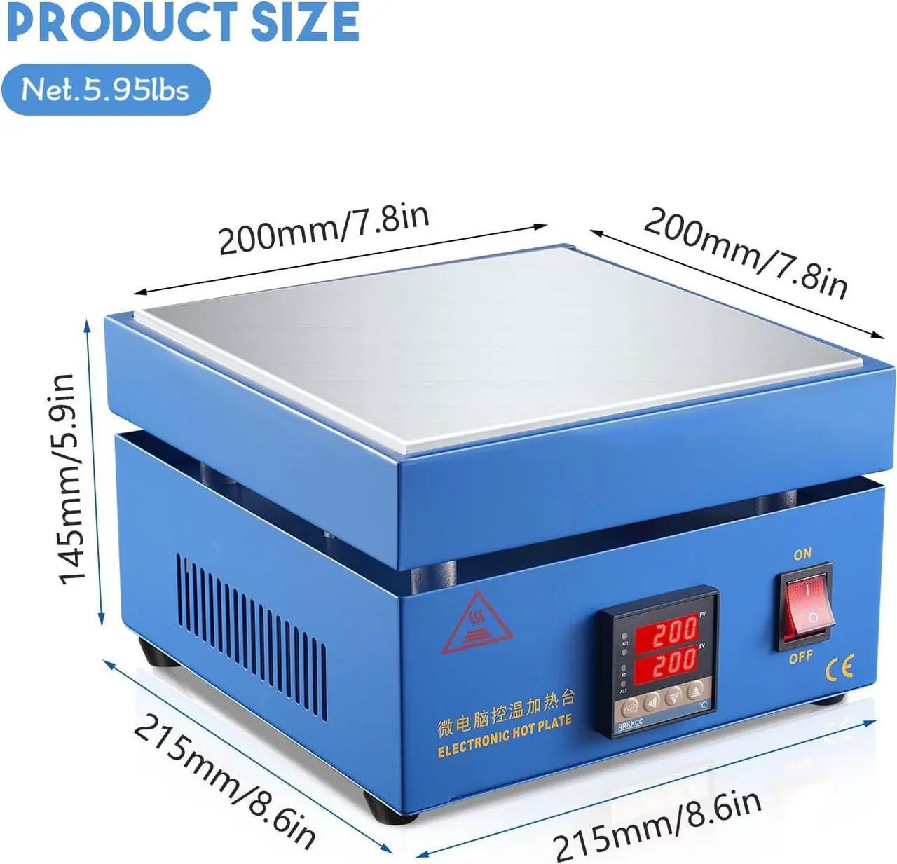 Alt view image 6 of 6 - 110V 850W Soldering Hot Plate LED Microcomputer Electric Preheat Soldering Station Welder Hot Plate Rework Heater Lab 200X200mm Plate