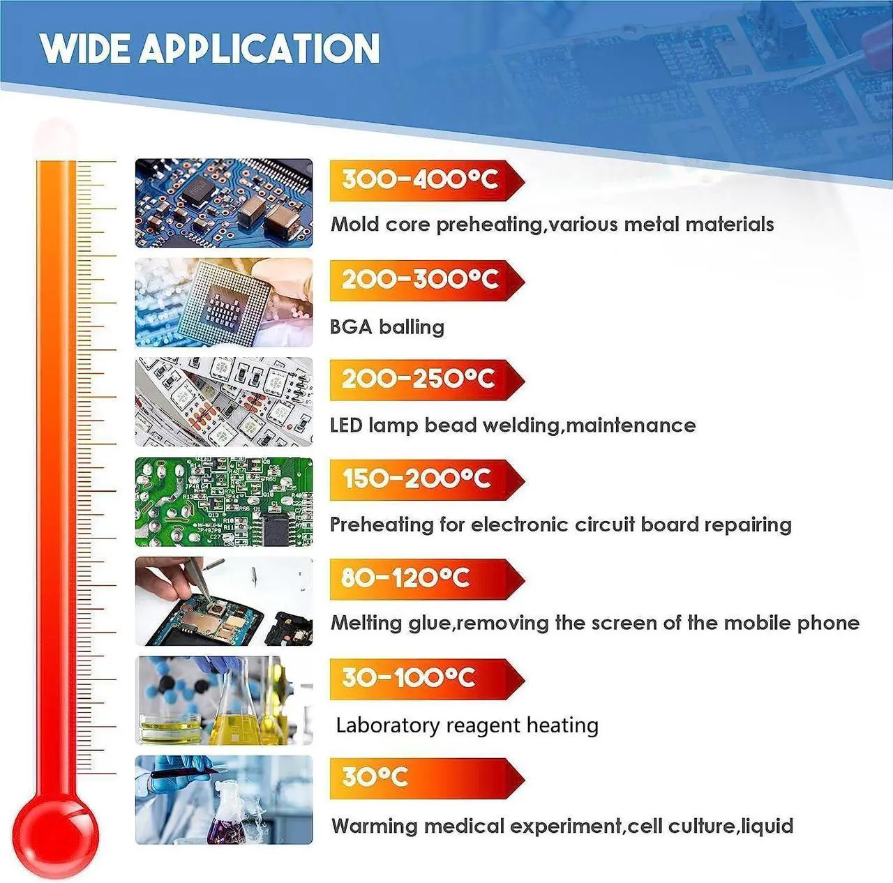 Alt view image 5 of 6 - 110V 850W Soldering Hot Plate LED Microcomputer Electric Preheat Soldering Station Welder Hot Plate Rework Heater Lab 200X200mm Plate