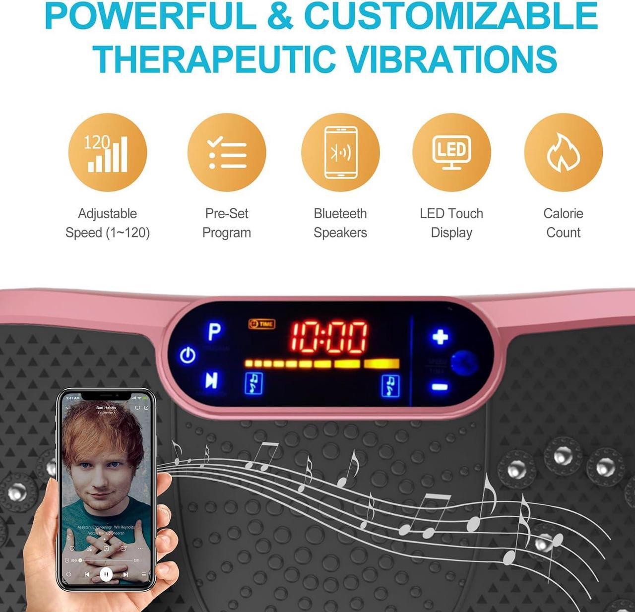 Alt view image 5 of 7 - Vibration Plate Exercise Machine Whole Body Workout Power Vibrate Fitness Platform Vibrating Machine Exercise Board for Weight Loss Shaping Toning Wellness Home Gyms Workout (Slim) Pink