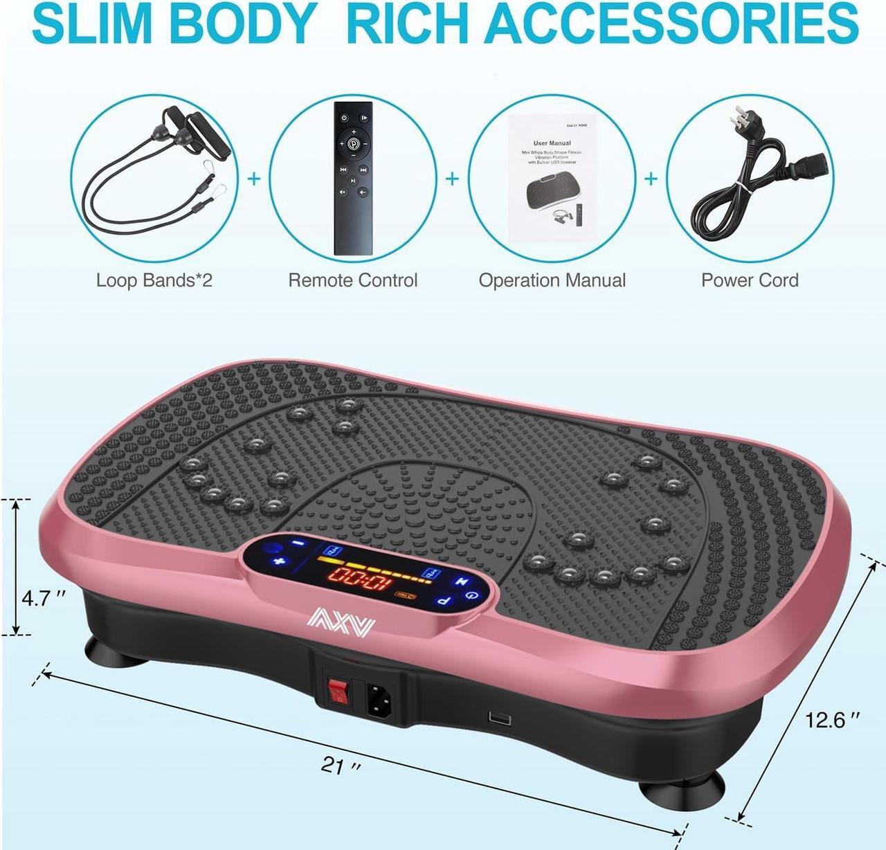Alt view image 6 of 7 - Vibration Plate Exercise Machine Whole Body Workout Power Vibrate Fitness Platform Vibrating Machine Exercise Board for Weight Loss Shaping Toning Wellness Home Gyms Workout (Slim) Pink