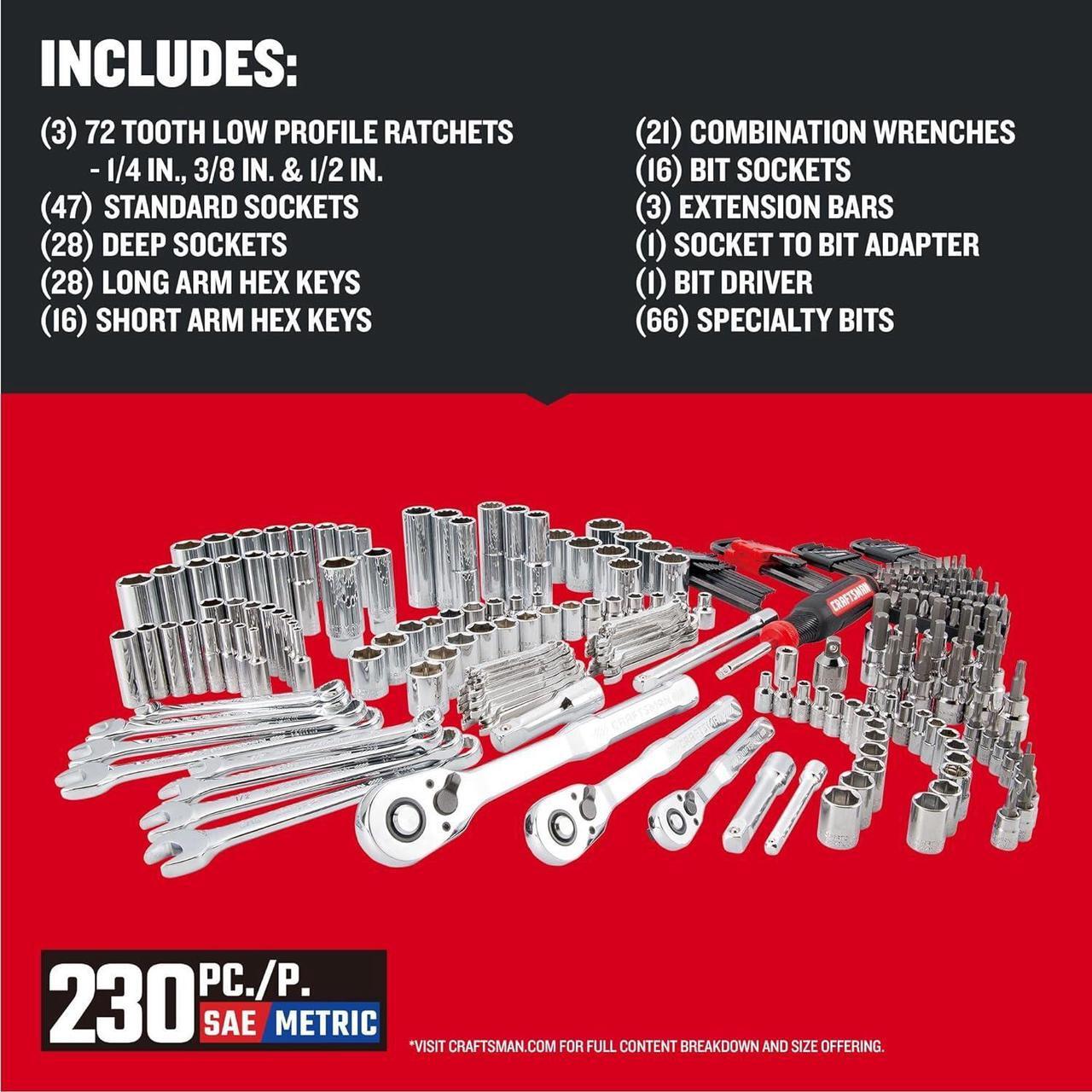 Alt view image 2 of 4 - Craftsman VERSASTACK Mechanics Tool Set, 1/4 in, 3/8 in, and 1/2 in Drive, 230 Piece