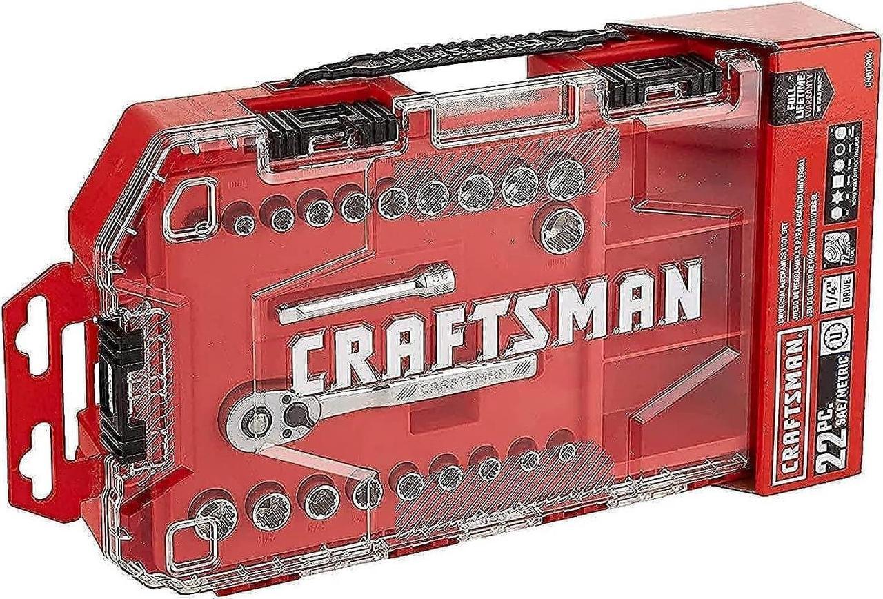 Main image of CRAFTSMAN Socket Set, Universal, 1/4-Inch Drive, 22-Piece