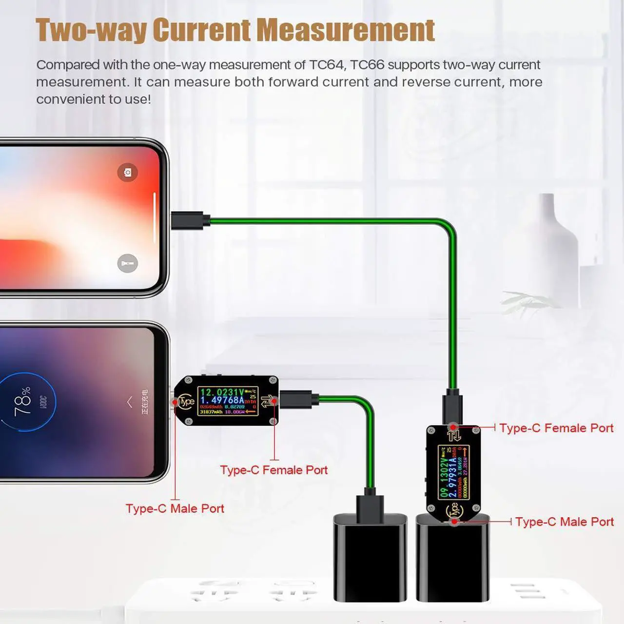 Alt view image 5 of 7 - USB Tester Bluetooth USB C Power Meter USB Voltage Meter Type-C Current and Voltage Monitor, USB Safety Tester, PD Battery Capacity Meter, Digital Color LCD Display Multimeter
