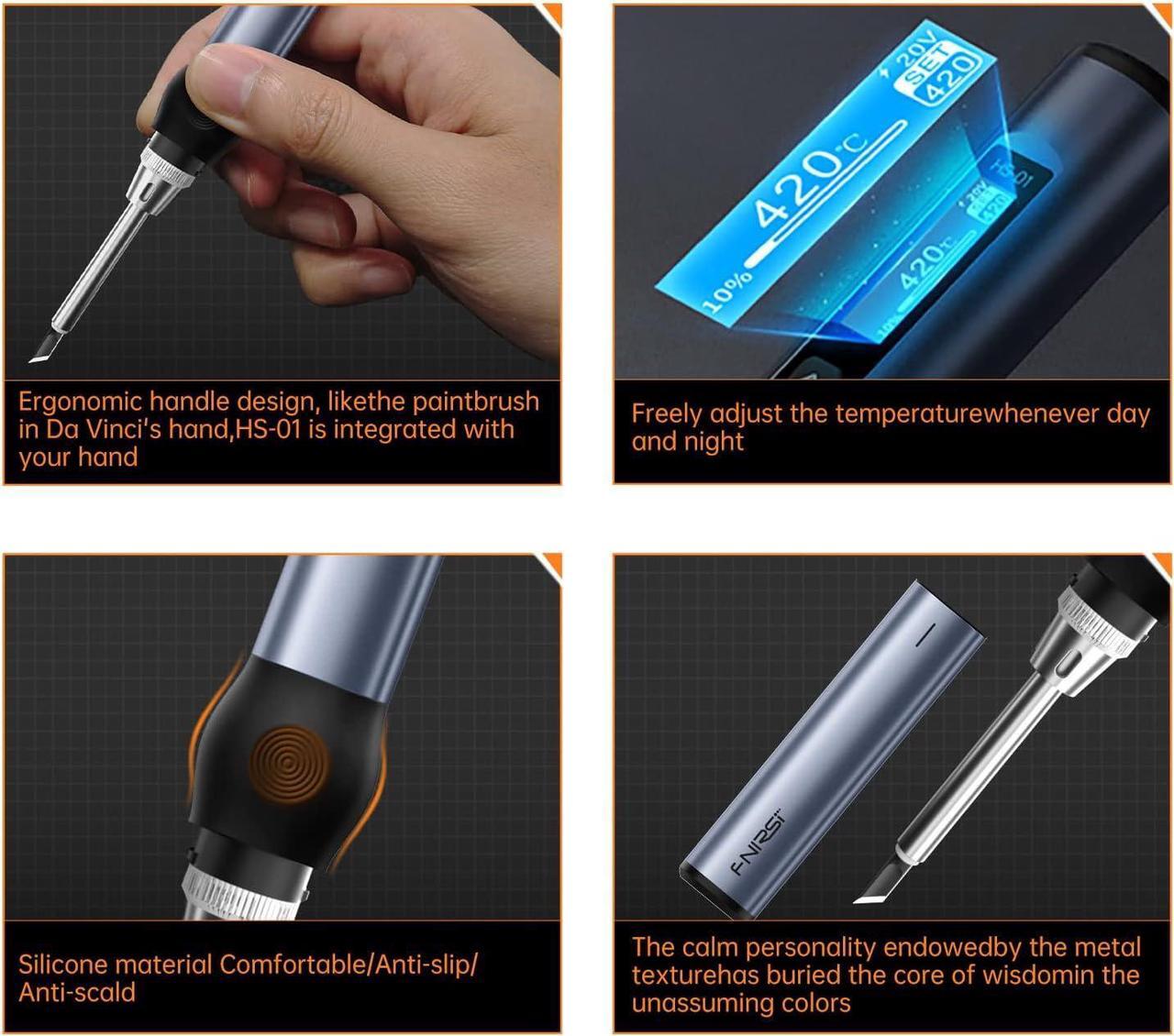 Alt view image 7 of 7 - Soldering Iron Kit, DC/PD(96W/65W) Mini Digital Soldering Iron, 180-780 Fast Heating, 6 Soldering Tips, Digital OLED Screen Display, Auto Sleep (With Power Adapter)