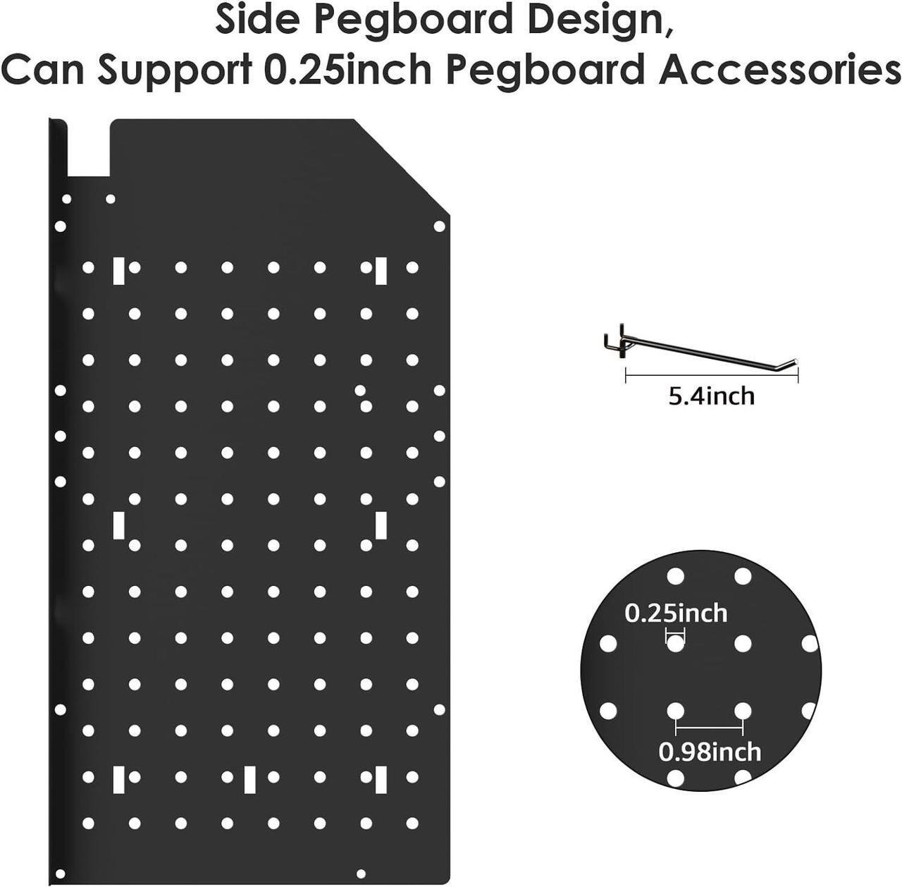 Alt view image 6 of 7 - Black Tools Organizer Wall Mount Charging Station, Power Tool Battery Storage Rack Built-in Power Strip. 8 Drill Holder, All Metal, Garage Utility Shelves, Movable. Pegboard Hanging Extension.